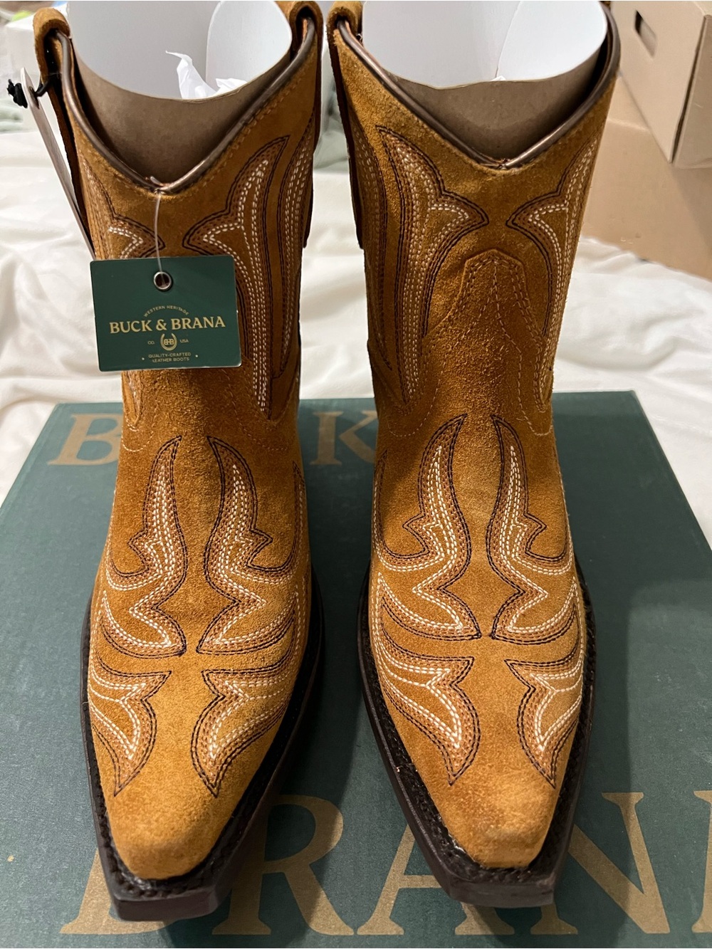 Buck & Brana Women’s Harper Old Gold Western Ankle Booties Size 8.5